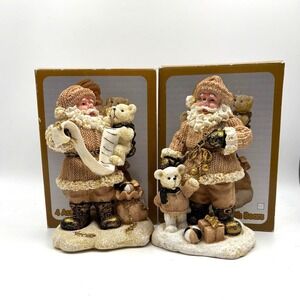 Adorable Santa Claus Figurine 2008 With Teddy Bear and Presents‎ Christmas Decor
